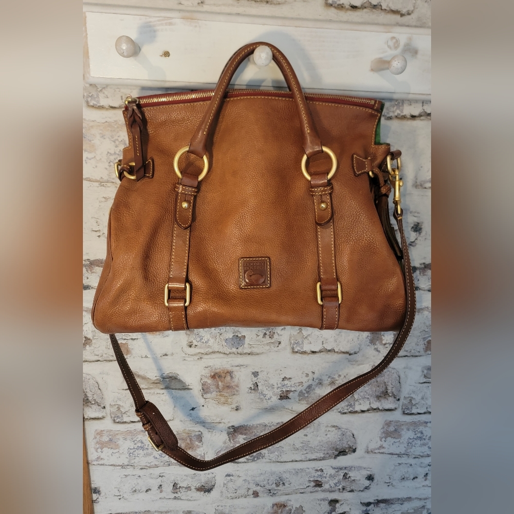 Dooney & Bourke Florentine BritishTan Leather Large Satchel Shoulder